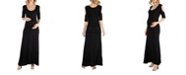 24seven Comfort Apparel Half Sleeve Open Shoulder Maternity Maxi Dress